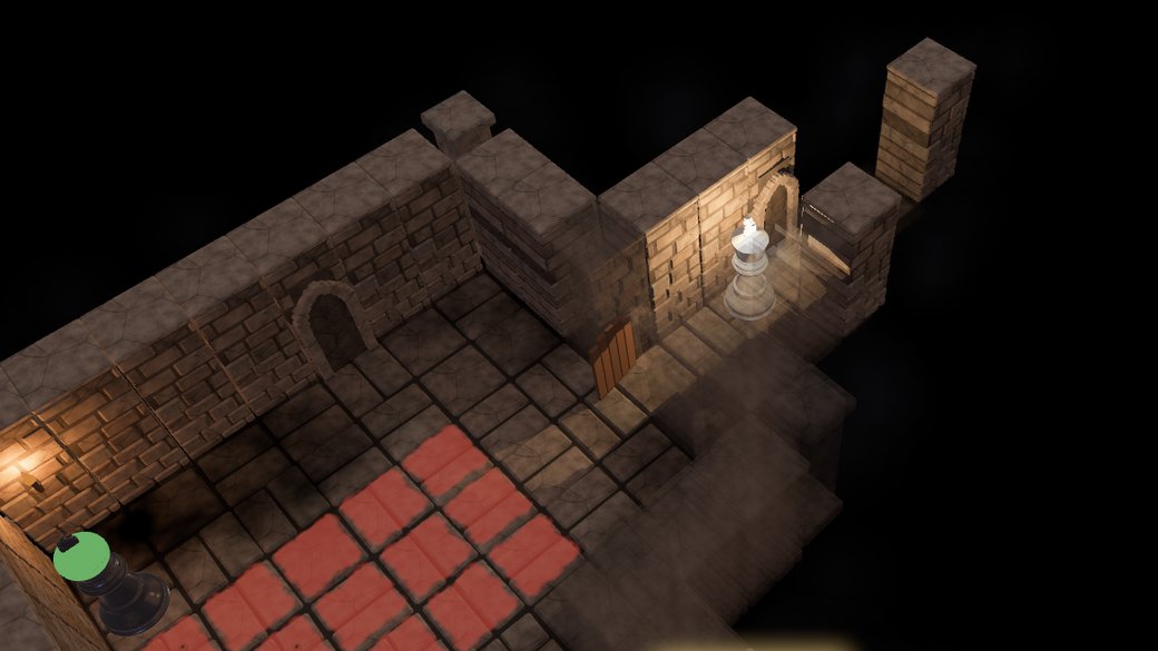 A dungeon floor on the table, lit around the King